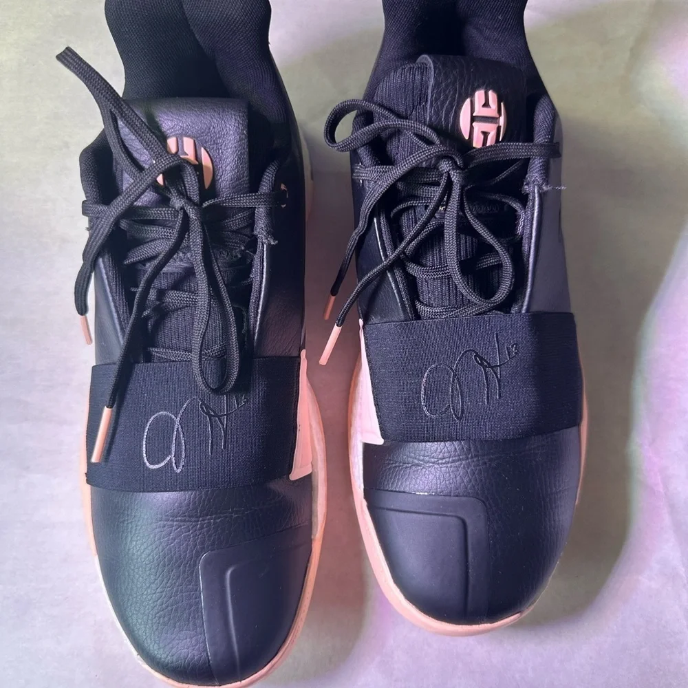 Adidas Black and Peach Athletic Shoes